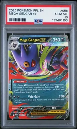 2025 POKEMON PFL EN-PHANTASMAL FLAMES #056 MEGA GENGAR EX PSA 10 - Image 1