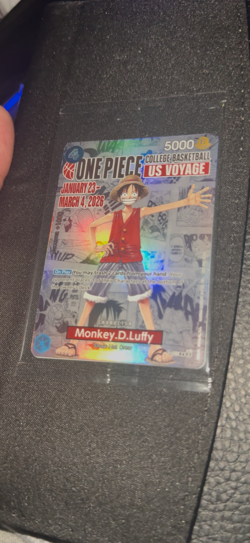 One Piece Monkey D. Luffy US Voyage College Basketball Card Rutgers 1/23 IN HAND - Image 1