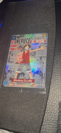 One Piece Monkey D. Luffy US Voyage College Basketball Card Rutgers 1/23 IN HAND - Image 3