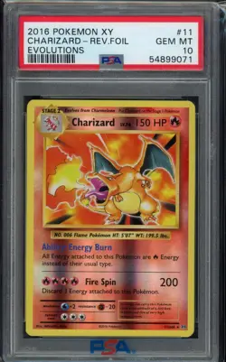 PSA 10 Charizard 11/108 Evolutions Reverse Holo Pokemon - Image 1