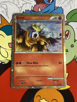 Pokemon 2010 HGSS Promos Entei Holo Black Star Promo Card #HGSS20 Double SWIRL - Image 1