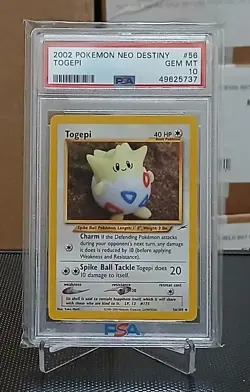 2002 Pokemon Neo Destiny #56 Togepi UNLIMITED PSA 10 - Image 1