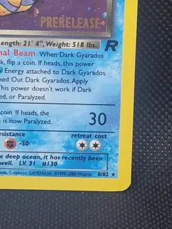 Pokemon Card - Prerelease Dark Gyarados 8/82 Team Rocket Promo Holo- Exc - NM - Image 5