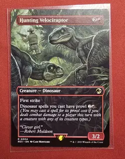 ​MTG Hunting Velociraptor Borderless REX 004 Jurassic World Non-Foil NM Rare Red - Image 3