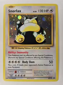 2016 Snorlax Black Star Promo Holo XY179 Pokemon TCG LP - Image 1