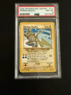 Pokemon TCG Shining Raichu Neo Destiny Unlimited 111/105 Secret Rare PSA 8 - Image 1
