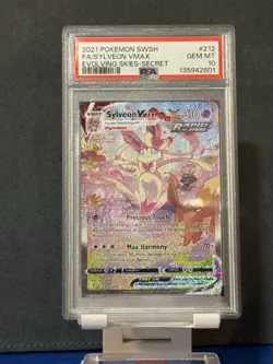 Pokemon TCG Sylveon Vmax SWSH07: Evolving Skies 212/203 Secret Rare PSA 10 - Image 1