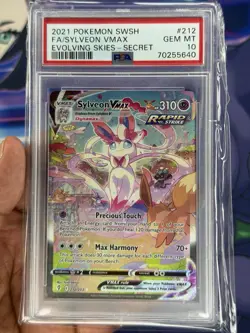 Pokemon TCG Sylveon Vmax SWSH07: Evolving Skies 212/203 Secret Rare PSA 10 - Image 1