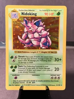 Pokemon TCG Nidoking 11/102 Shadowless Base Set Holo Rare LP VTG 1999 WOTC - Image 1