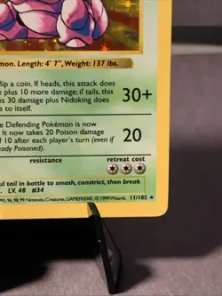 Pokemon TCG Nidoking 11/102 Shadowless Base Set Holo Rare LP VTG 1999 WOTC - Image 4