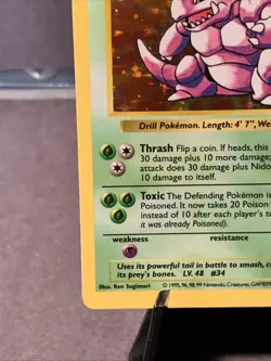 Pokemon TCG Nidoking 11/102 Shadowless Base Set Holo Rare LP VTG 1999 WOTC - Image 5