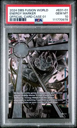 PSA 10 ENGLISH GOKU ENERGY MARKER E01-01 DRAGON BALL RARE LOW POP CARD ALT ART - Image 1