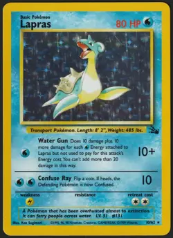 Lapras 1999 Pokemon Fossil Holo Foil Rare 10/62 (LP) 🔥 - Image 1