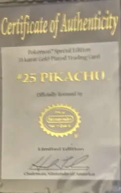 PokemonT Special Edition 23 karat Gold-Plated Trading Card #25 PIKACHU - Image 5