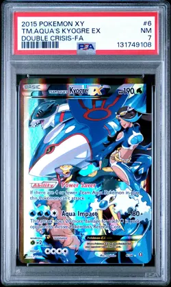 2015 POKEMON XY DOUBLE CRISIS #6 FULL ART/TEAM AQUA'S KYOGRE EX PSA 7 - Image 1