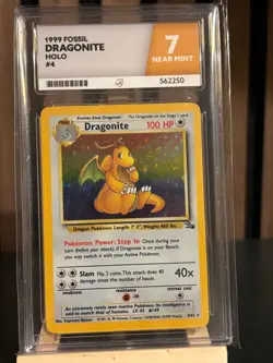 Pokemon ACE 7 NM Dragonite 4/62 Fossil Set Holo Card 1999 TCG VINTAGE RARE! - Image 1