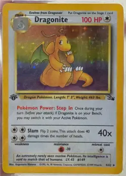 PSA 8 DRAGONITE 4/62 1st Edition Holo Rare Fossil Set WOTC - Pokemon Card 1999 - Image 3