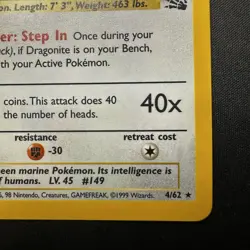 Dragonite Holo 4/62 Fossil Set Super Rare Pokemon Card | LP | WOTC 1999 - Image 5