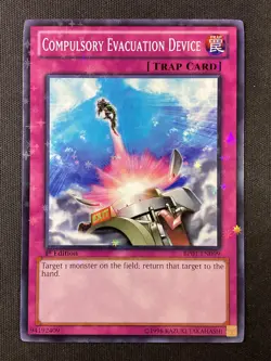Yu-Gi-Oh #BP01-EN099 Compulsory Evacuation Device 1st Edition Starfoil Rare NM - Image 1
