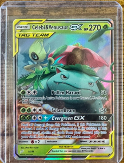Pokemon TCG Celebi & Venusaur GX Holo Ultra Rare Card Team Up 1/181 NM Condition - Image 1