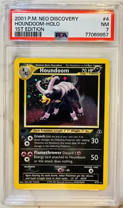 2001 Pokemon TCG Neo Discovery Houndoom Holo 4/75 1st edition PSA 7 - Image 1