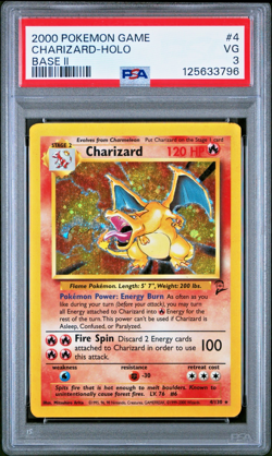 PSA 3 2000 Base Set 2 II Charizard 4/130 Holo Foil Rare WOTC Pokemon - Image 1