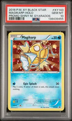 2016 POKEMON XY BLACK STAR PROMO SHINY MEGA GYARADOS #XY143 MAGIKARP-HOLO PSA 10 - Image 1