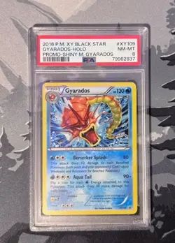 2016 POKEMON XY BLACK STAR PROMO SHINY MEGA GYARADOS #XY109 HOLO PSA 8 LOW POP - Image 1