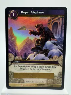 World of Warcraft TCG Paper Airplane Unused Loot Card (Toy) - Image 1