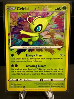Celebi 009/185 SWSH04: Vivid Voltage Amazing Rare Pokemon TCG Card NM - Image 1