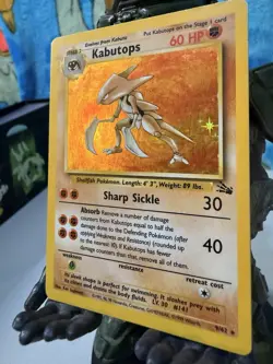 HP Pokemon TCG Kabutops 9/62 Unlimited Fossil Holo Rare Card Vintage - Image 2