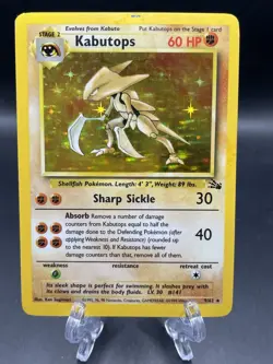 Pokemon TCG Kabutops Holo Rare Card 9/62 Fossil Unlimited 1999 Vintage MP - Image 1