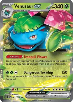 Venusaur ex - Stellar Crown - 001/142 - Pokemon TCG - NM - HOLO - Image 1