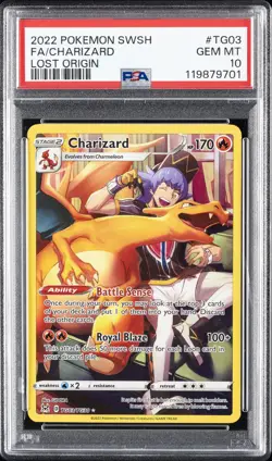 2022 POKEMON SWORD & SHIELD LOST ORIGIN #TG03 FULL ART/CHARIZARD PSA 10 - Image 1