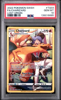 2022 POKEMON SWORD & SHIELD LOST ORIGIN #TG03 FULL ART/CHARIZARD PSA 10 - Image 1
