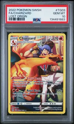 2022 POKEMON SWORD & SHIELD LOST ORIGIN #TG03 FULL ART/CHARIZARD PSA 10 - Image 1