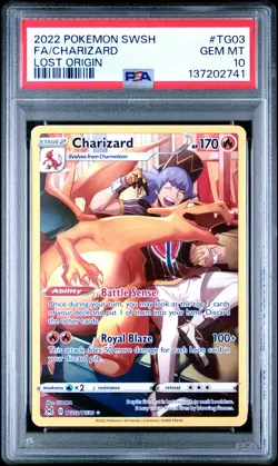 2022 POKEMON SWORD & SHIELD LOST ORIGIN #TG03 FULL ART/CHARIZARD PSA 10 - Image 1