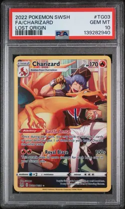 2022 POKEMON SWORD & SHIELD LOST ORIGIN #TG03 FULL ART/CHARIZARD PSA 10 - Image 1