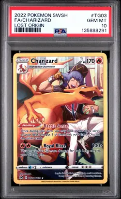 2022 POKEMON SWORD & SHIELD LOST ORIGIN #TG03 FULL ART/CHARIZARD PSA 10 - Image 1