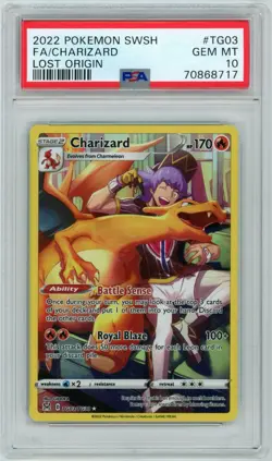2022 POKEMON SWORD & SHIELD LOST ORIGIN #TG03 FULL ART CHARIZARD PSA 10 - Image 1
