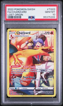 2022 POKEMON SWORD & SHIELD LOST ORIGIN #TG03 FULL ART/CHARIZARD PSA 10 - Image 1