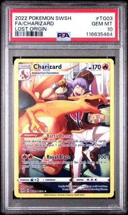 2022 POKEMON SWORD & SHIELD LOST ORIGIN #TG03 FULL ART/CHARIZARD PSA 10 - Image 1