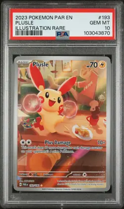 2023 POKEMON PAR EN-PARADOX RIFT ILLUSTRATION RARE #193 PLUSLE PSA 10 - Image 1