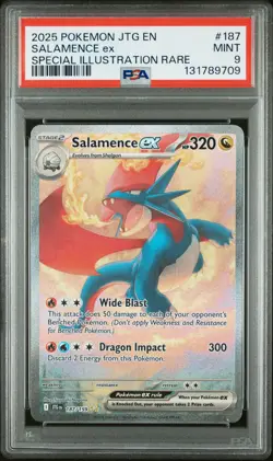 2025 POKEMON JTG EN-JOURNEY TOGETHER #187 SALAMENCE EX PSA 9 - Image 1