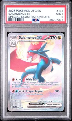 2025 POKEMON JTG EN-JOURNEY TOGETHER #187 SALAMENCE EX PSA 9 - Image 1