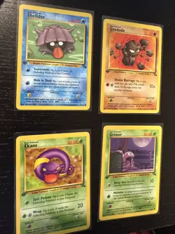 Lot Of (4) 1st Edition Pokemon Fossil NM Grimer Shellder Geodude Ekans Cards - Image 1
