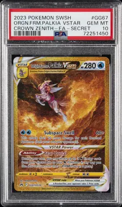 2023 POKEMON CROWN ZENITH SECRET #GG67 FULL ART/ORIGIN FORME PALKIA VSTAR PSA 10 - Image 1