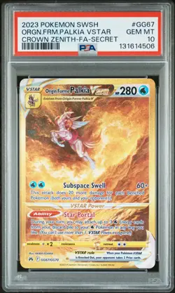 2023 POKEMON CROWN ZENITH SECRET #GG67 FULL ART/ORIGIN FORME PALKIA VSTAR PSA 10 - Image 1