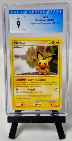 CGC MINT 9 Pichu 93/123 2007 Mysterious Treasures Pokemon - Image 1
