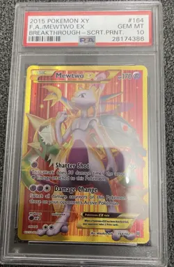 2015 Pokemon Xy Breakthrough MEWTWO 164/162 Full Art Secret PSA 10 - Image 1